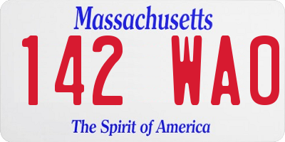 MA license plate 142WA0
