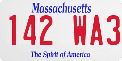 MA license plate 142WA3
