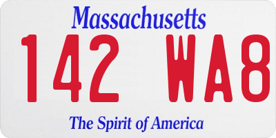 MA license plate 142WA8