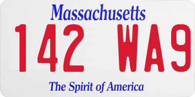 MA license plate 142WA9