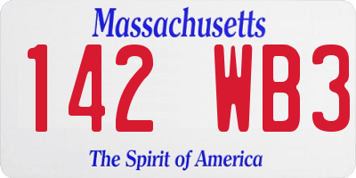 MA license plate 142WB3