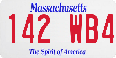MA license plate 142WB4