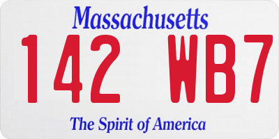 MA license plate 142WB7