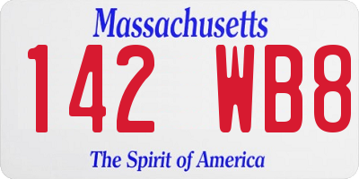 MA license plate 142WB8