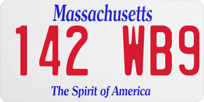 MA license plate 142WB9