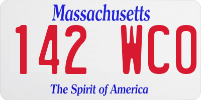MA license plate 142WC0