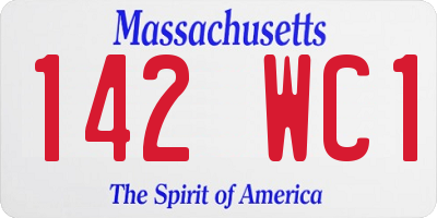 MA license plate 142WC1