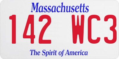 MA license plate 142WC3