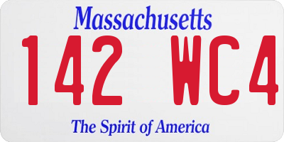 MA license plate 142WC4