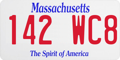 MA license plate 142WC8