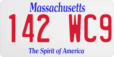 MA license plate 142WC9