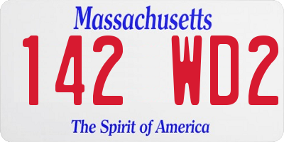 MA license plate 142WD2
