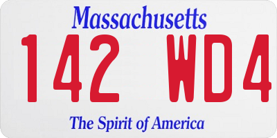 MA license plate 142WD4