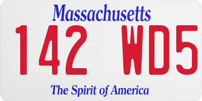 MA license plate 142WD5