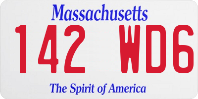 MA license plate 142WD6