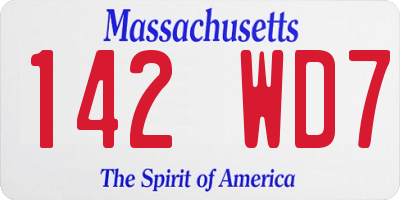 MA license plate 142WD7