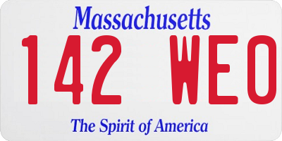MA license plate 142WE0