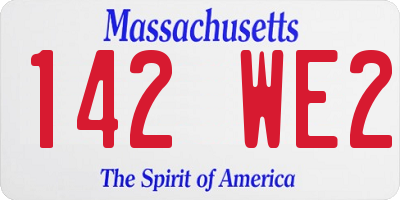 MA license plate 142WE2