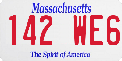MA license plate 142WE6