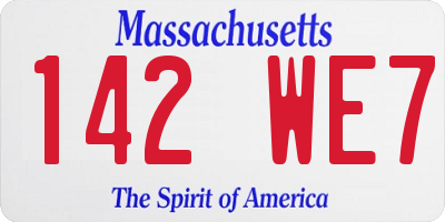 MA license plate 142WE7