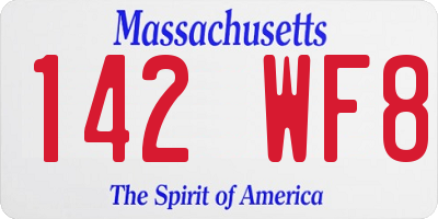 MA license plate 142WF8