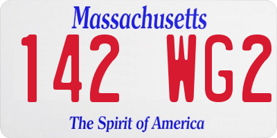MA license plate 142WG2