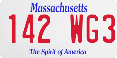 MA license plate 142WG3