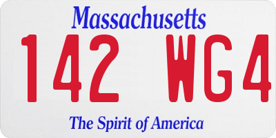 MA license plate 142WG4