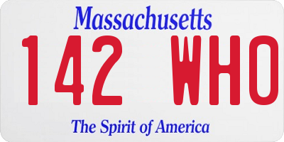 MA license plate 142WH0