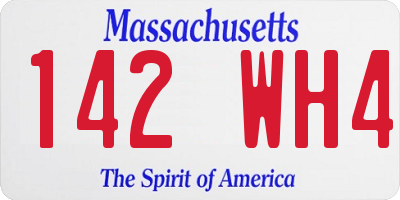 MA license plate 142WH4