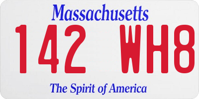 MA license plate 142WH8
