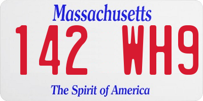 MA license plate 142WH9