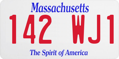 MA license plate 142WJ1