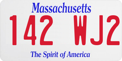 MA license plate 142WJ2