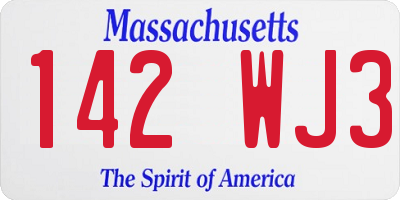 MA license plate 142WJ3