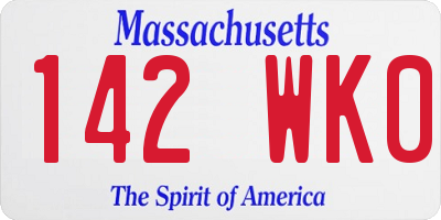 MA license plate 142WK0