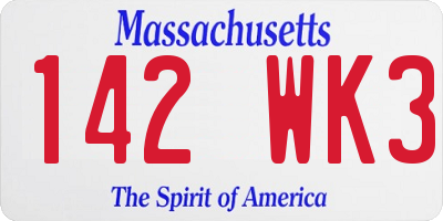 MA license plate 142WK3