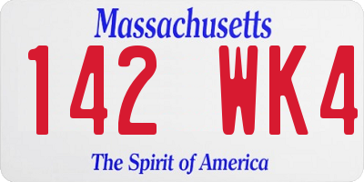 MA license plate 142WK4