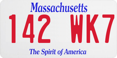 MA license plate 142WK7