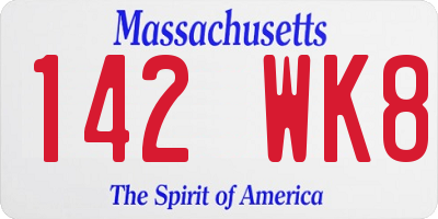 MA license plate 142WK8