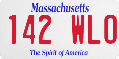 MA license plate 142WL0