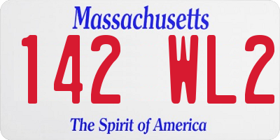 MA license plate 142WL2