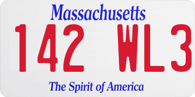 MA license plate 142WL3