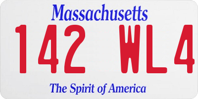 MA license plate 142WL4