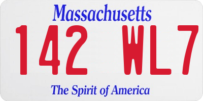MA license plate 142WL7