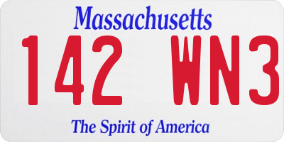 MA license plate 142WN3