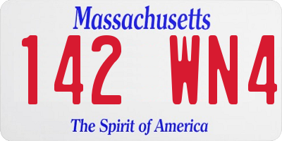 MA license plate 142WN4