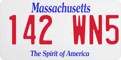 MA license plate 142WN5