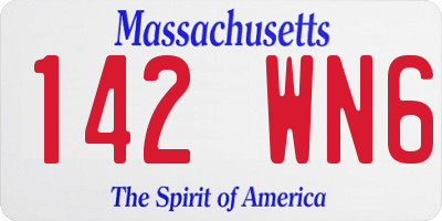 MA license plate 142WN6