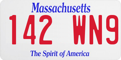 MA license plate 142WN9